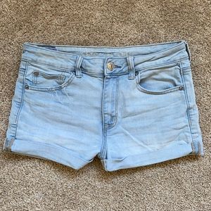 light wash jean shorts